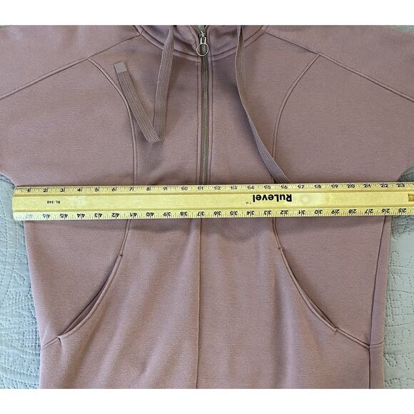 Athleta Sz MP Cozy Karma Dress Mauve 1/4 Zip Ls Cowl Neck Drawstring Long Tunic - Picture 12 of 13